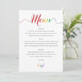 Tarjeta de menú Boda arcoiris