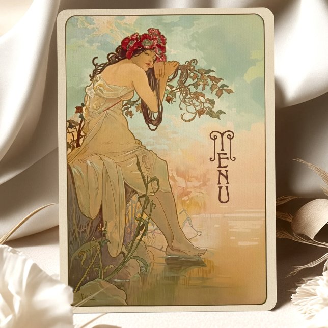 Tarjeta de menú Boda Art Nouveau de ensueño (Subido por el creador)