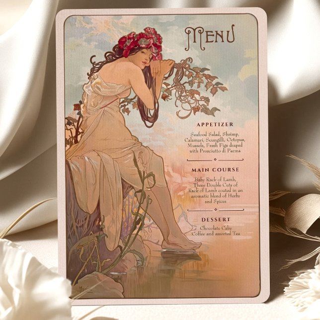 Tarjeta de menú Boda Art Nouveau de ensueño (Subido por el creador)