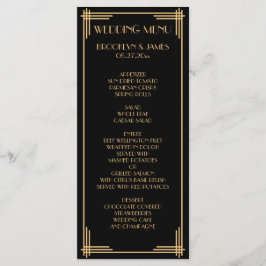 Tarjeta de menú Boda Black Gold Great Gatsby Art D