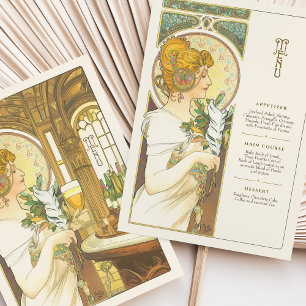 Tarjeta de menú Boda clásica Art Nouveau