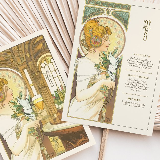 Tarjeta de menú Boda clásica Art Nouveau (Subido por el creador)