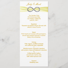 Tarjeta de menú Boda con infinito amarillo