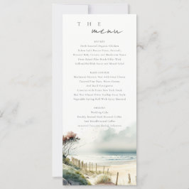 Tarjeta de menú Boda Cute Coastal Sand Beach Seasc