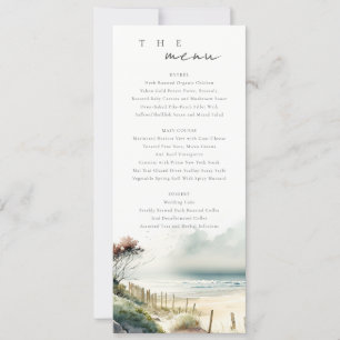 Tarjeta de menú Boda Cute Coastal Sand Beach Seasc