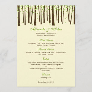 Tarjeta de menú Boda de árboles forestales - Verde