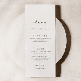 Tarjeta de menú Boda de caligrafía Minimalista mod