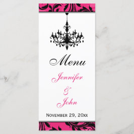 Tarjeta de menú Boda de candelabro blanco rosado