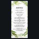 Tarjeta de menú Boda de color verde salvaje de col<br><div class="desc">Una carta elegante y caprichosa con un follaje verde acuarela. Esta tarjeta será perfecta para eventos de playa,  verano,  primavera y boho. Los elementos coincidentes están disponibles.</div>