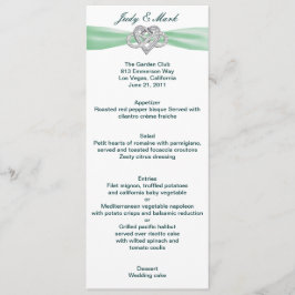 Tarjeta de menú Boda de corazón infinito verde