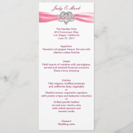 Tarjeta de menú Boda de corazón rosado infinito