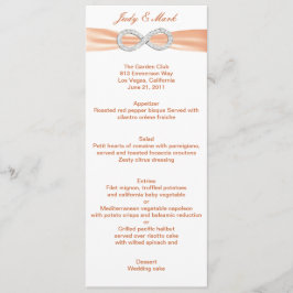 Tarjeta de menú Boda de Diamante Infinity naranja