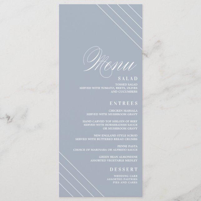 Tarjeta de menú Boda de diamantes geométricos Art  (Anverso)