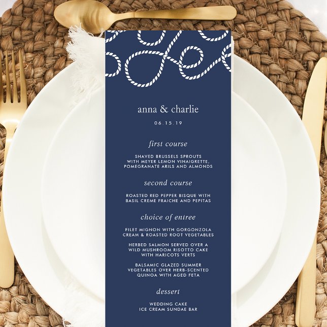 Tarjeta de menú Boda de disponibilidad | Azul Mari (Subido por el creador)