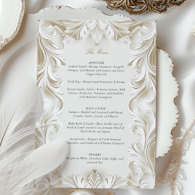 Tarjeta de menú Boda de elegancia barroca (Subido por el creador)