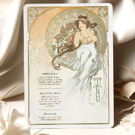 Tarjeta de menú Boda de estilo Art Nouveau etéreo