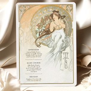 Tarjeta de menú Boda de estilo Art Nouveau etéreo
