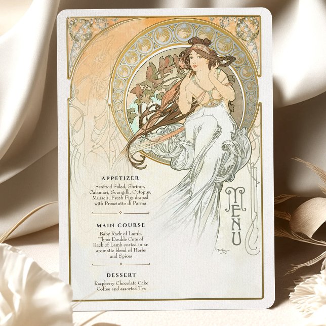 Tarjeta de menú Boda de estilo Art Nouveau etéreo (Subido por el creador)