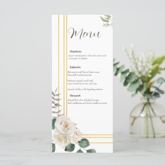 Tarjeta de menú Boda de flor de color de agua