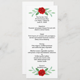 Tarjeta de menú Boda de floración roja de vegetaci