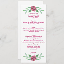 Tarjeta de menú Boda de floración rosa de la veget