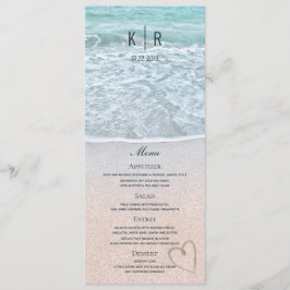 Tarjeta de menú Boda de fotografías turquesa azul