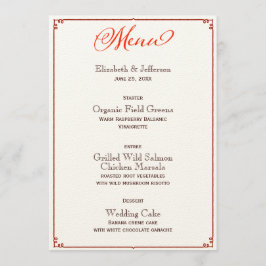 Tarjeta de menú Boda de guión de caligrafía de col
