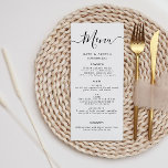 tarjeta de menú boda de guiones elegantes en blanc<br><div class="desc">diseño en blanco y negro. El color y el texto se pueden personalizar.</div>