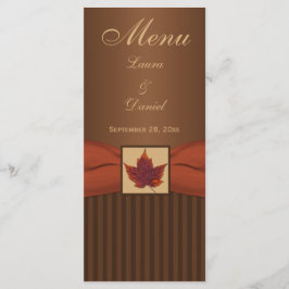 Tarjeta de menú Boda de hoja de otoño IMPRESIONADA