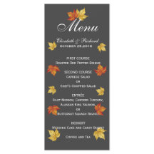 Tarjeta de menú Boda de hojas de arce simples de c