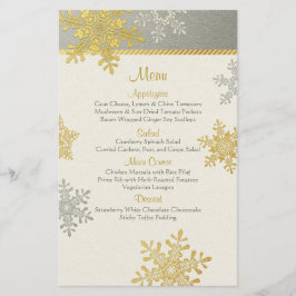 Tarjeta de menú Boda de Invierno con copos de niev