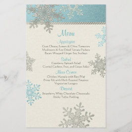 Tarjeta de menú Boda de Invierno de los copos de n