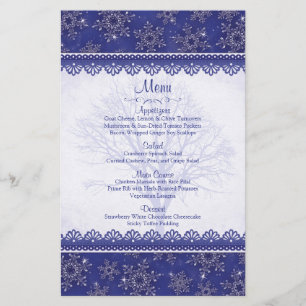 Tarjeta de menú Boda de Invierno Royal Navy Blue S
