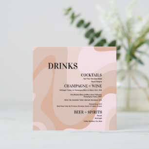 Tarjeta de menú Boda de la barra de bebidas de la 