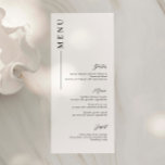 Tarjeta de menú Boda de letra de guión moderno min<br><div class="desc">Diseñada para coordinarse con nuestra colección Minimalista All In One, esta tarjeta de menú boda que combina personalizable tiene un diseño limpio y sencillo, con fuentes modernas. Para una personalización más avanzada de este diseño, por ejemplo, cambiar el diseño, el tamaño de letra o el tamaño del texto, haga clic...</div>