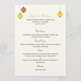 Tarjeta de menú Boda de linternas colgantes