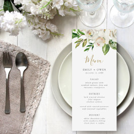 Tarjeta de menú Boda de los floros dorados