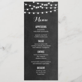 Tarjeta de menú Boda de luces de cadena de carbón