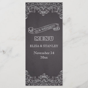 Tarjeta de menú boda de marco y pizarra de cosecha