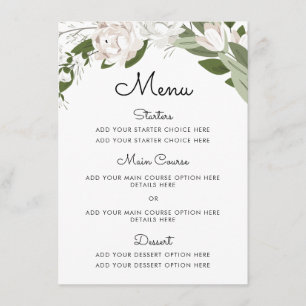 Tarjeta de menú Boda de marfil y Rubor Sprigs