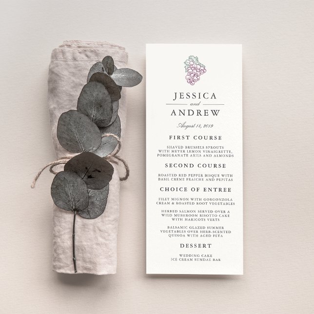 Tarjeta de menú Boda de País Vino (Subido por el creador)