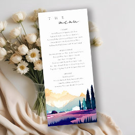 Tarjeta de menú Boda de paisajes de campo de monta