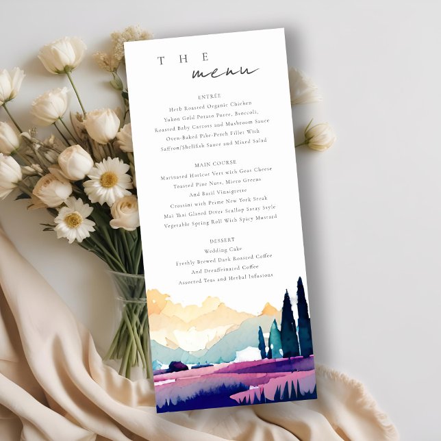 Tarjeta de menú Boda de paisajes de campo de monta (Subido por el creador)
