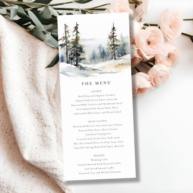Tarjeta de menú Boda de paisajes de nieve de los p (Subido por el creador)