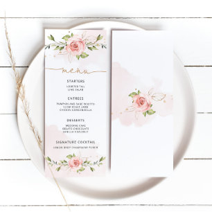 Tarjeta de menú boda de Relieve metalizado dorado 