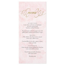 Tarjeta de menú Boda de Rosas de cosecha rosa Rubo