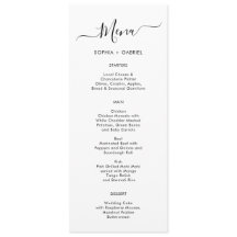 Tarjeta de menú Boda de tipografía simple minimali