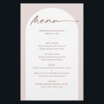 Tarjeta de menú Boda del Arco Bohemio Moderno<br><div class="desc">Diseñada para coordinar con nuestra moderna colección de arcos de Boho, esta moderna carta cuenta con el moderno y popular arco de color blanco sobre fondo rosa beige, combinado con el tipo de letra de guión. Para una personalización más avanzada de este diseño, por ejemplo, cambiar el diseño, el tamaño...</div>