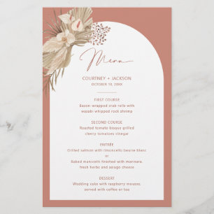 Tarjeta de menú Boda del Arco Bohemio Moderno