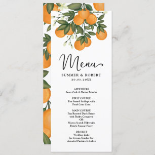 Tarjeta de menú Boda del Citrus verde botánico mod